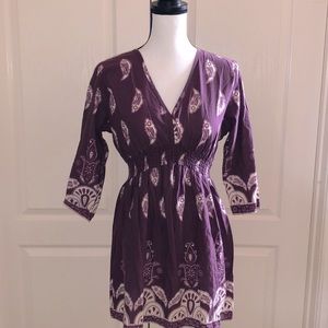 JUNIORS - Purple Pattern Tunic Blouse - Size Large